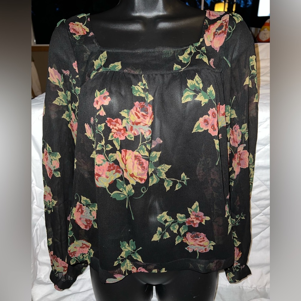 Jessica Simpson Square Neck Sheer Blouse